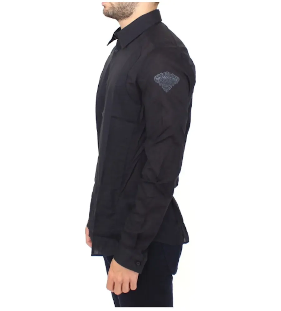 Ermanno Scervino Blue Slim-Fit Casual Shirt in Cotton sold by Siebentaschen product image thumbnail 2