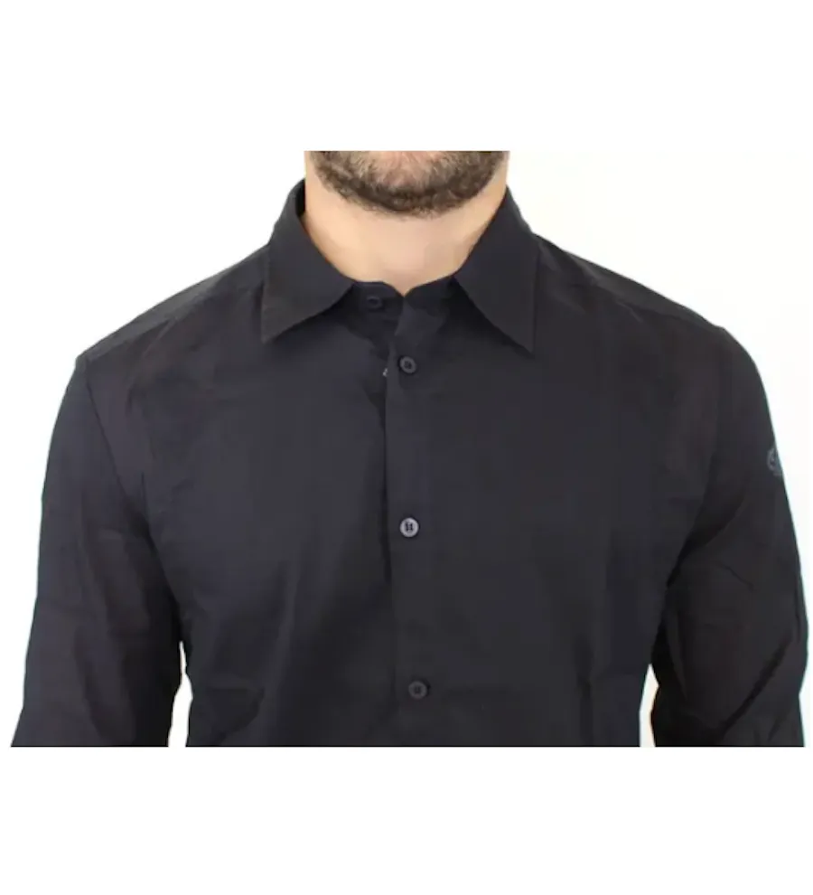 Ermanno Scervino Blue Slim-Fit Casual Shirt in Cotton sold by Siebentaschen product image thumbnail 5