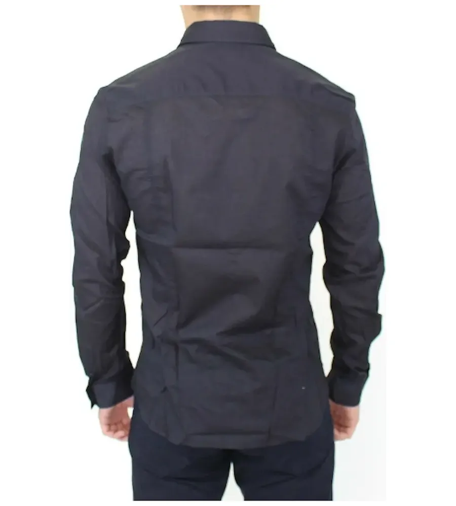 Ermanno Scervino Blue Slim-Fit Casual Shirt in Cotton sold by Siebentaschen product image thumbnail 3