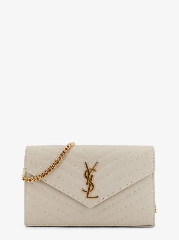 Saint Laurent Leather crossbody bag with metal Cassandre logo sold by Siebentaschen