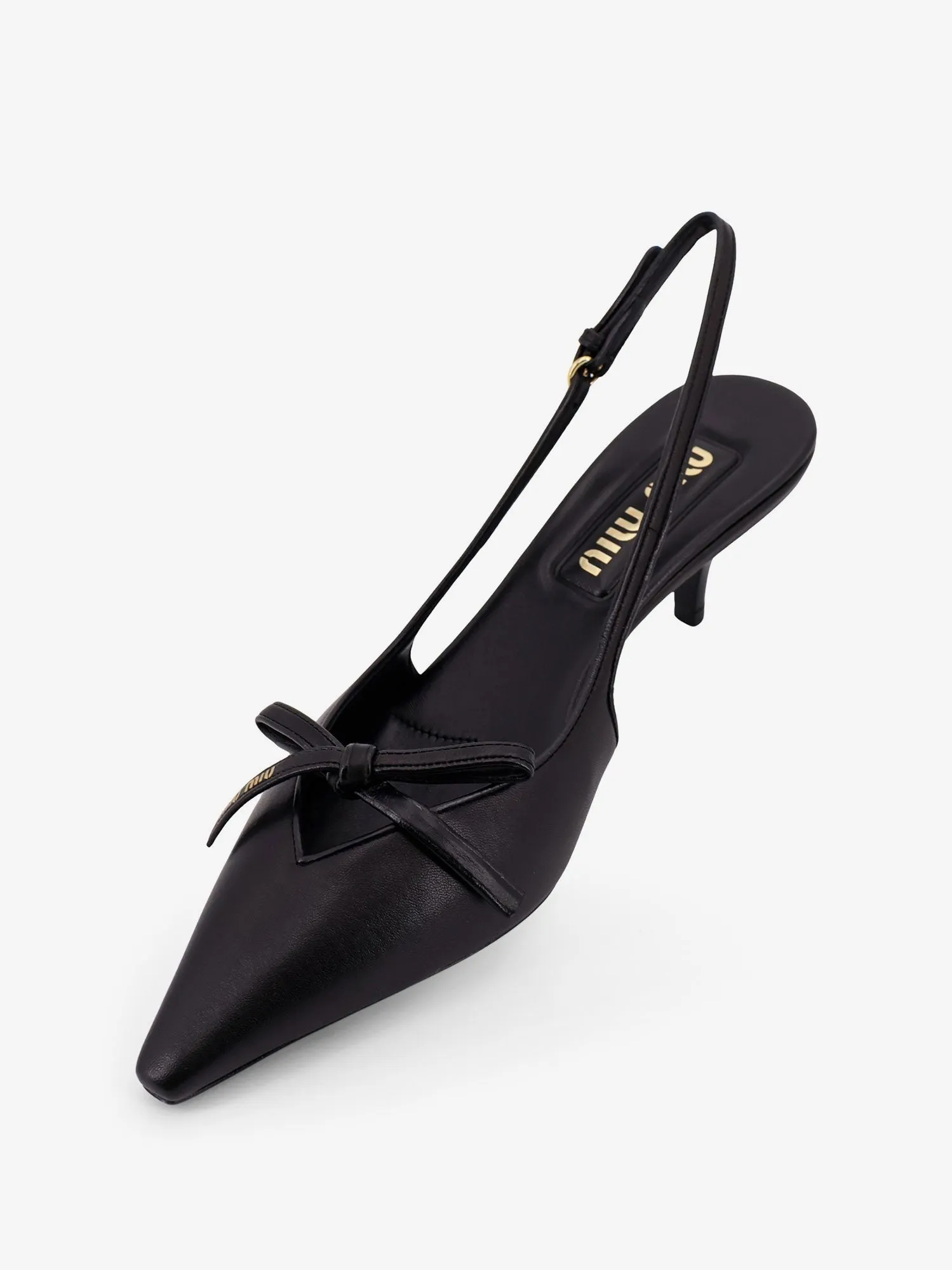 Miu Miu Leather décolleté with logo bow detail sold by Siebentaschen product image thumbnail 4