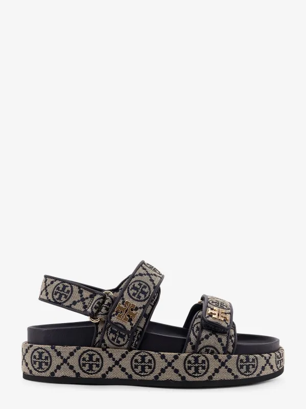 Tory Burch T Monogram Kira jacquard fabric sandals sold by Siebentaschen