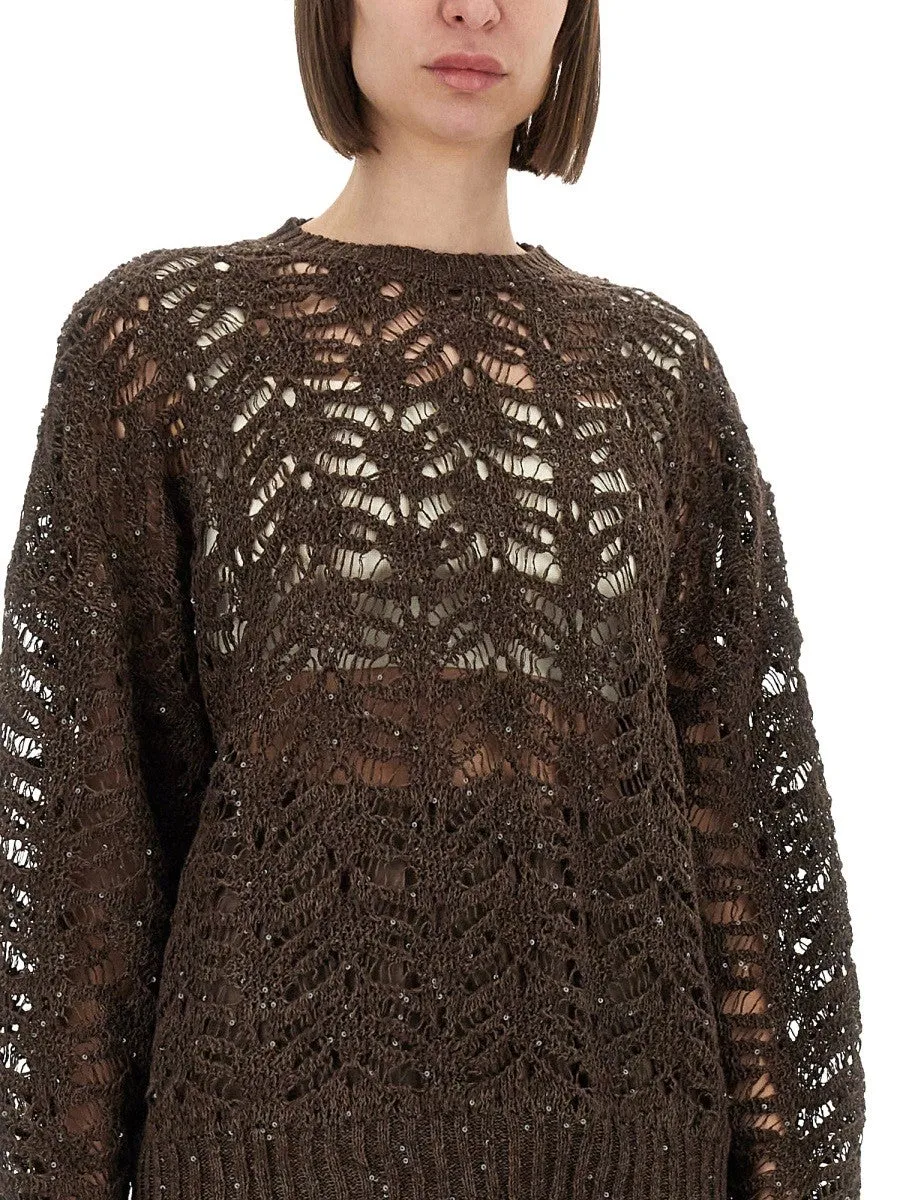 Brunello Cucinelli FOLIAGE LACE LINEN AND SILK DIAMOND KNIT sold by Siebentaschen product image thumbnail 4