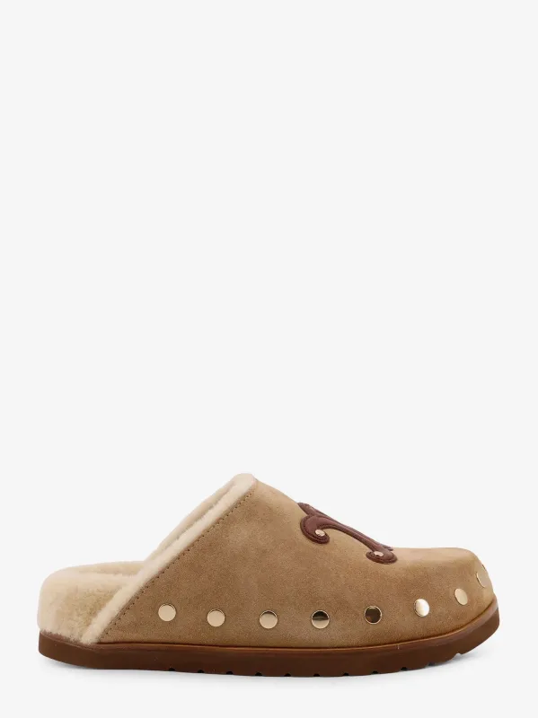 Celine Leather sabot sandal with Triomphe logo sold by Siebentaschen