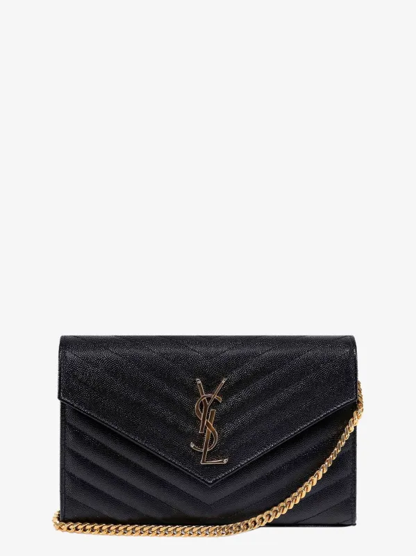 Saint Laurent Pochette Cassandre grain-de-poudre leather clutch with shoulder strap sold by Siebentaschen