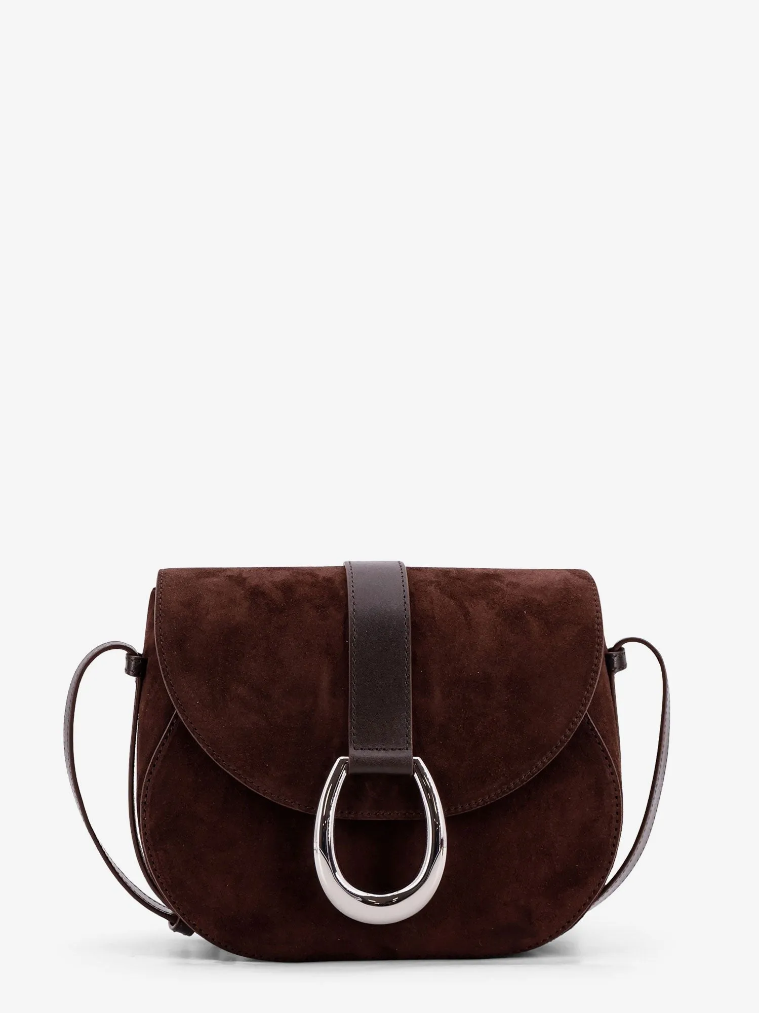 STAUD Bella Saddle suede crossbody bag sold by Siebentaschen