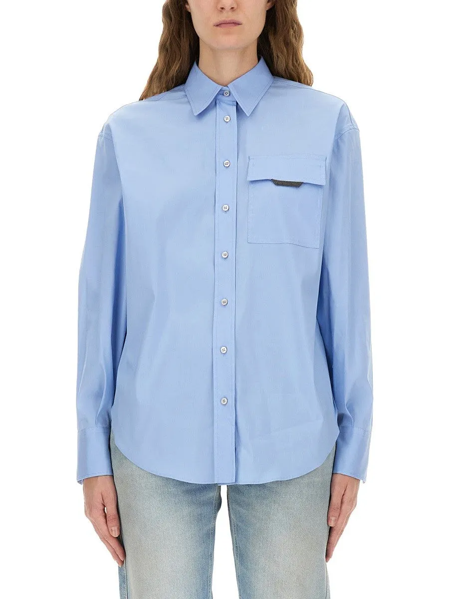 Brunello Cucinelli SHIRT WITH "SHINY FLAP DETAIL" sold by Siebentaschen