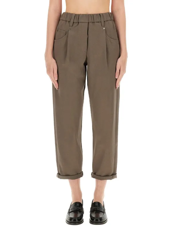 Brunello Cucinelli BAGGY PULL-ON PANTS IN COTTON COVER UP sold by Siebentaschen