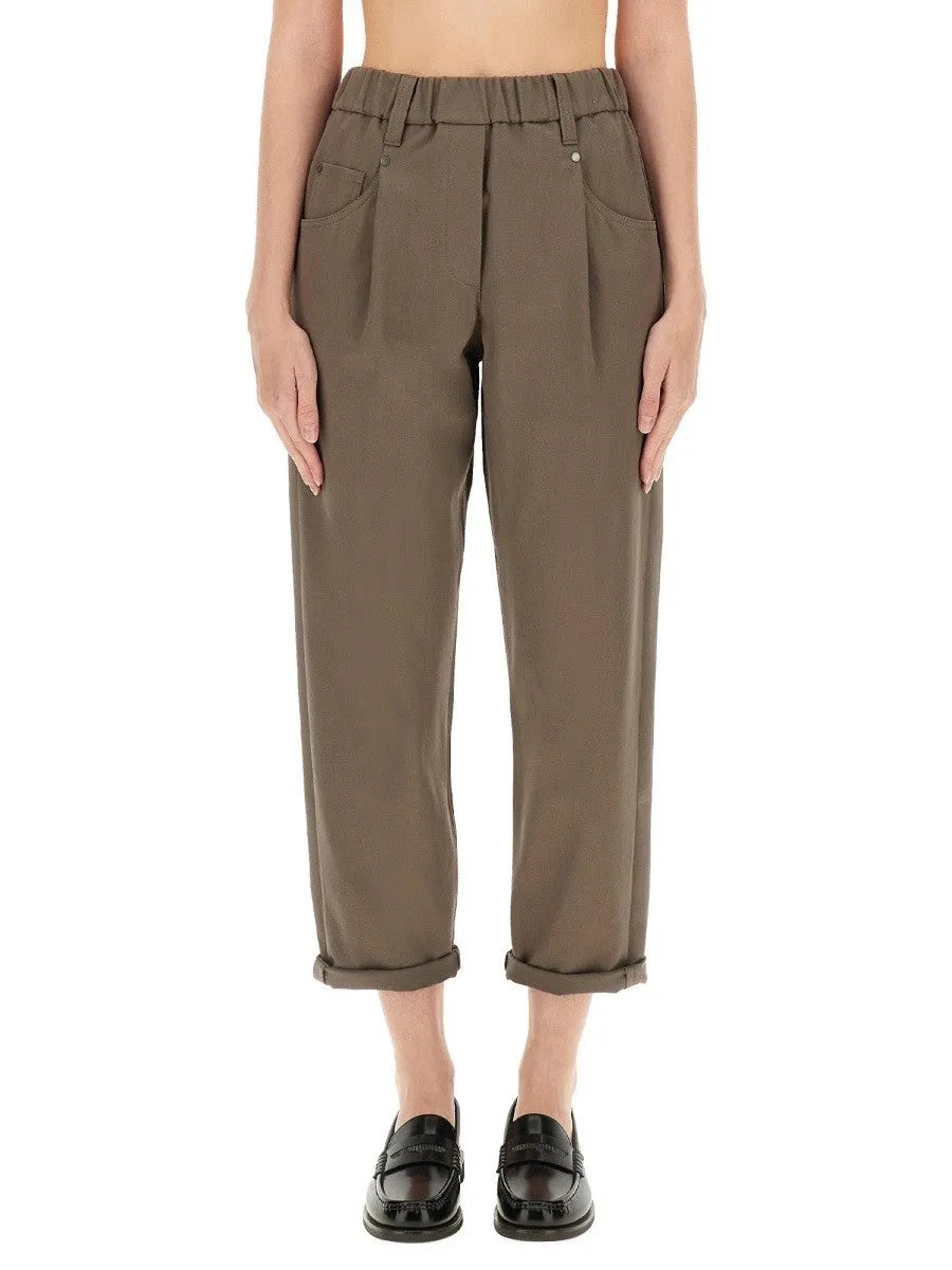 Brunello Cucinelli BAGGY PULL-ON PANTS IN COTTON COVER UP sold by Siebentaschen