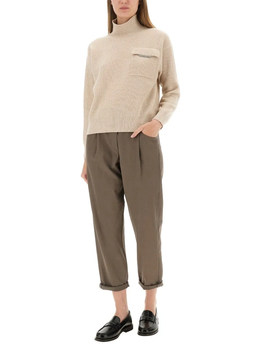 Brunello Cucinelli BAGGY PULL-ON PANTS IN COTTON COVER UP sold by Siebentaschen product image thumbnail 2