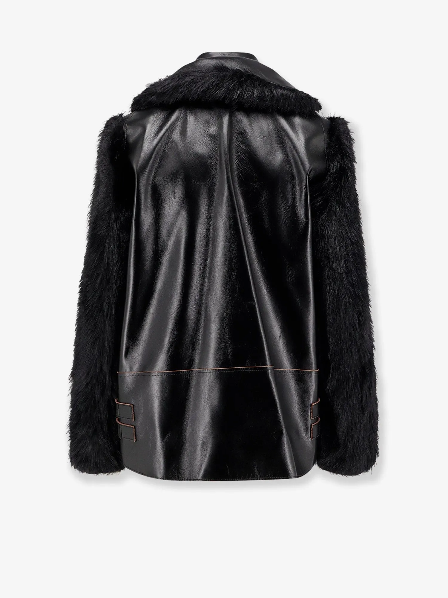 SACAI Leather Jacket with synthetic fur inserts sold by Siebentaschen product image thumbnail 2