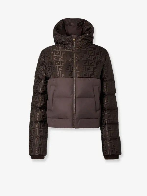 Fendi FF Jacquard nylon down jacket sold by Siebentaschen