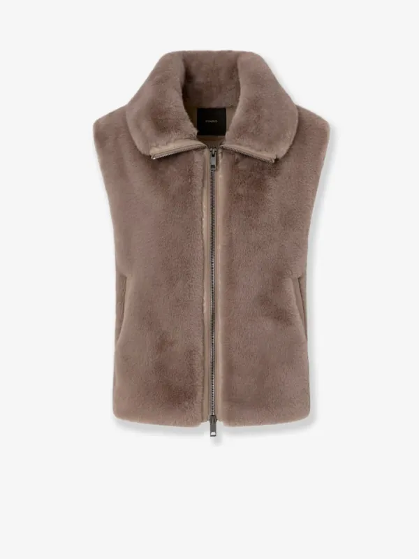Pinko Deyn faux fur sleeveless jacket made by Pinko