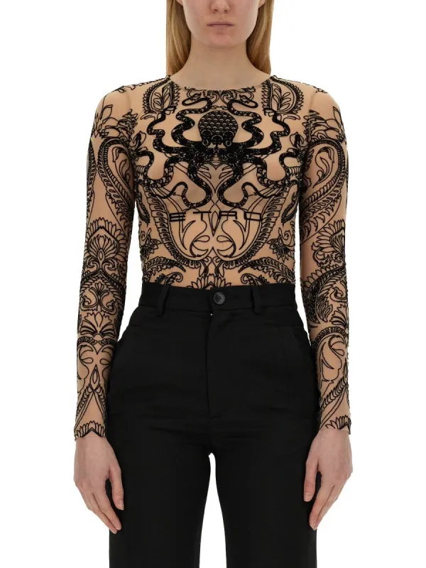 Etro FLOCKED TULLE TOP sold by Siebentaschen