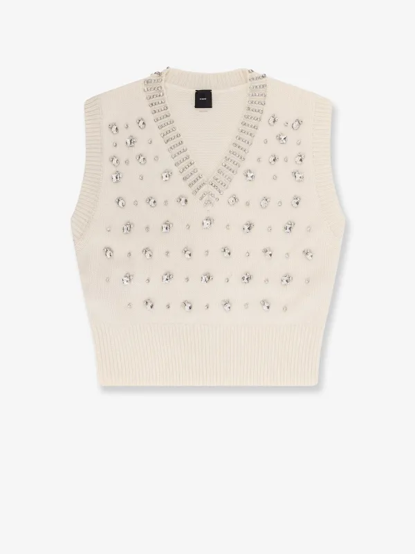 Pinko Wool blend vest with rhinestones made by Pinko