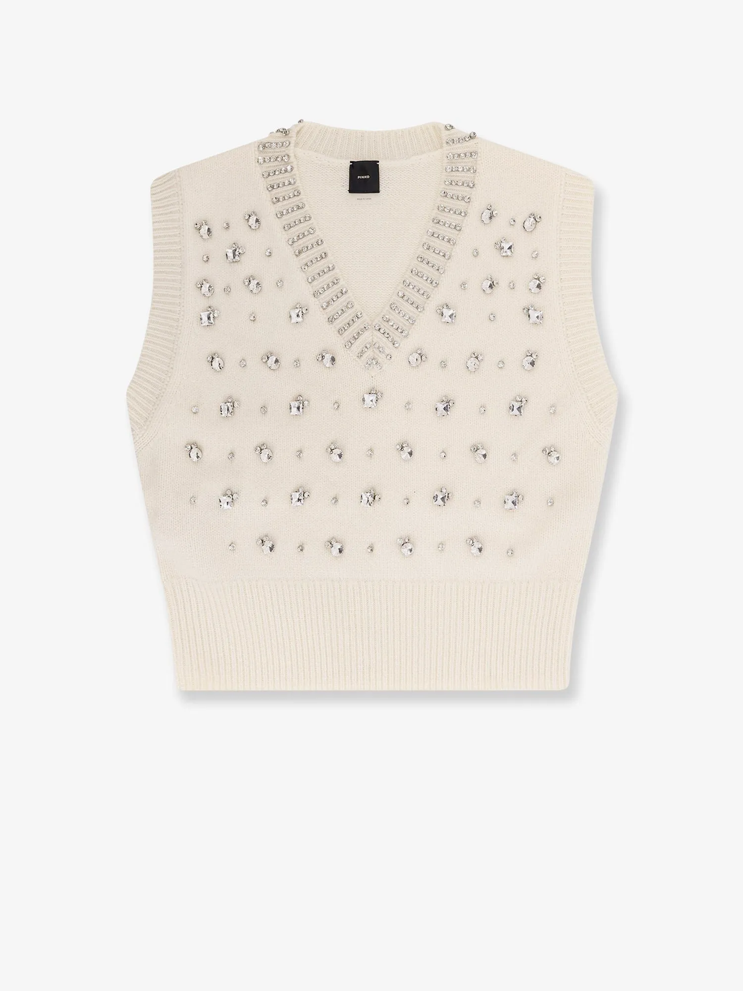 Pinko Wool blend vest with rhinestones sold by Siebentaschen