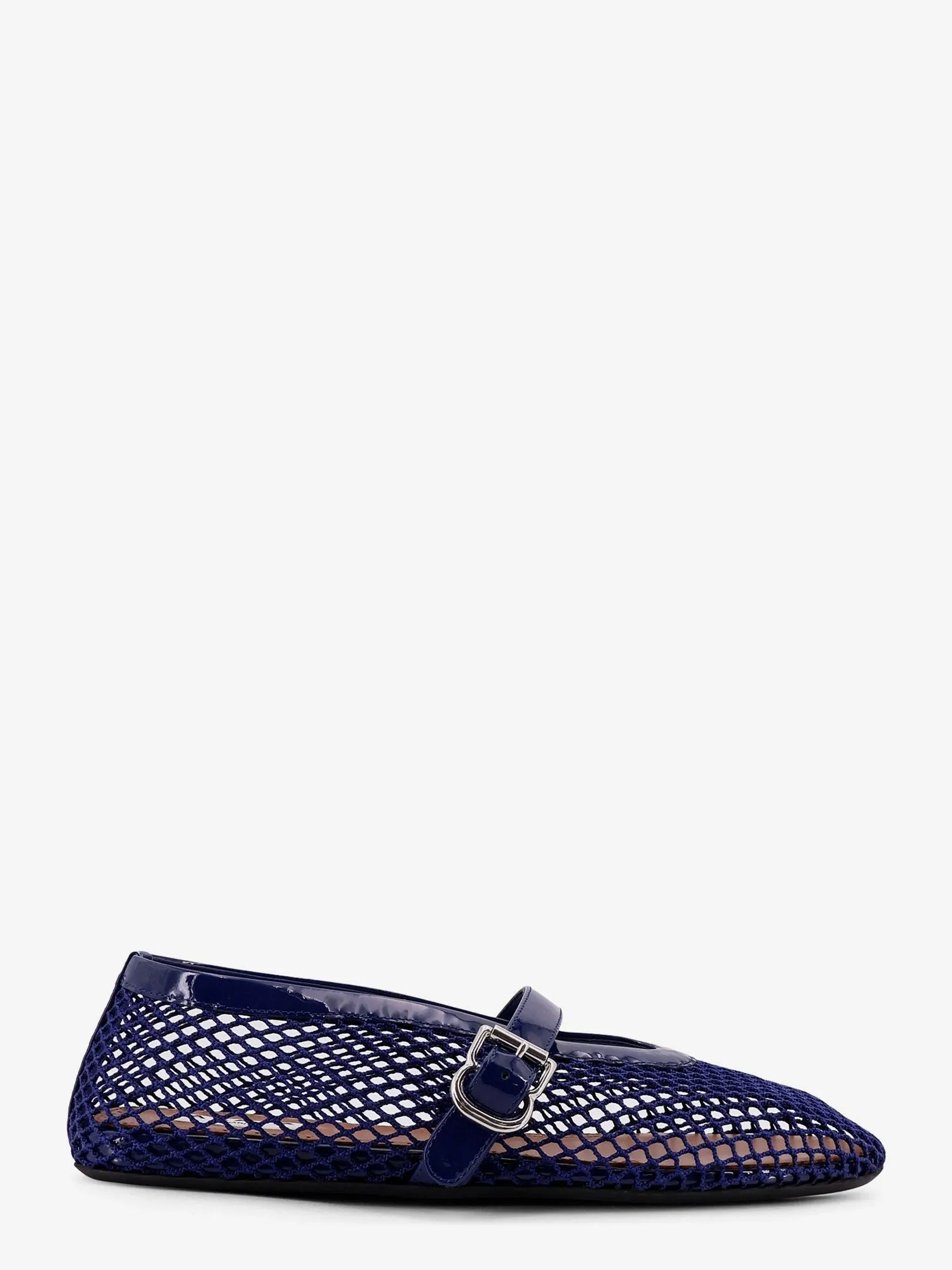 ALAIA Mesh Ballet Flats with patent leather profile sold by Siebentaschen