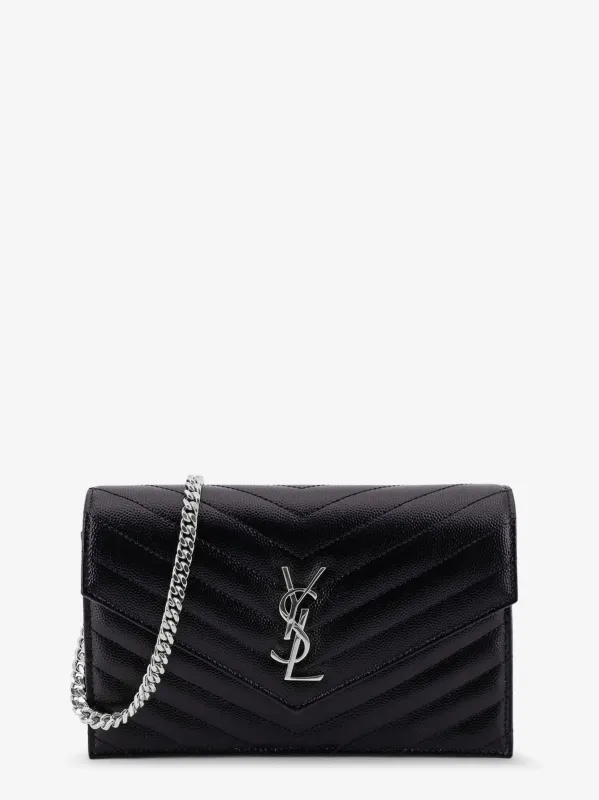 Saint Laurent Envelope leather wallet crossbody bag with chain shoulder strap sold by Siebentaschen