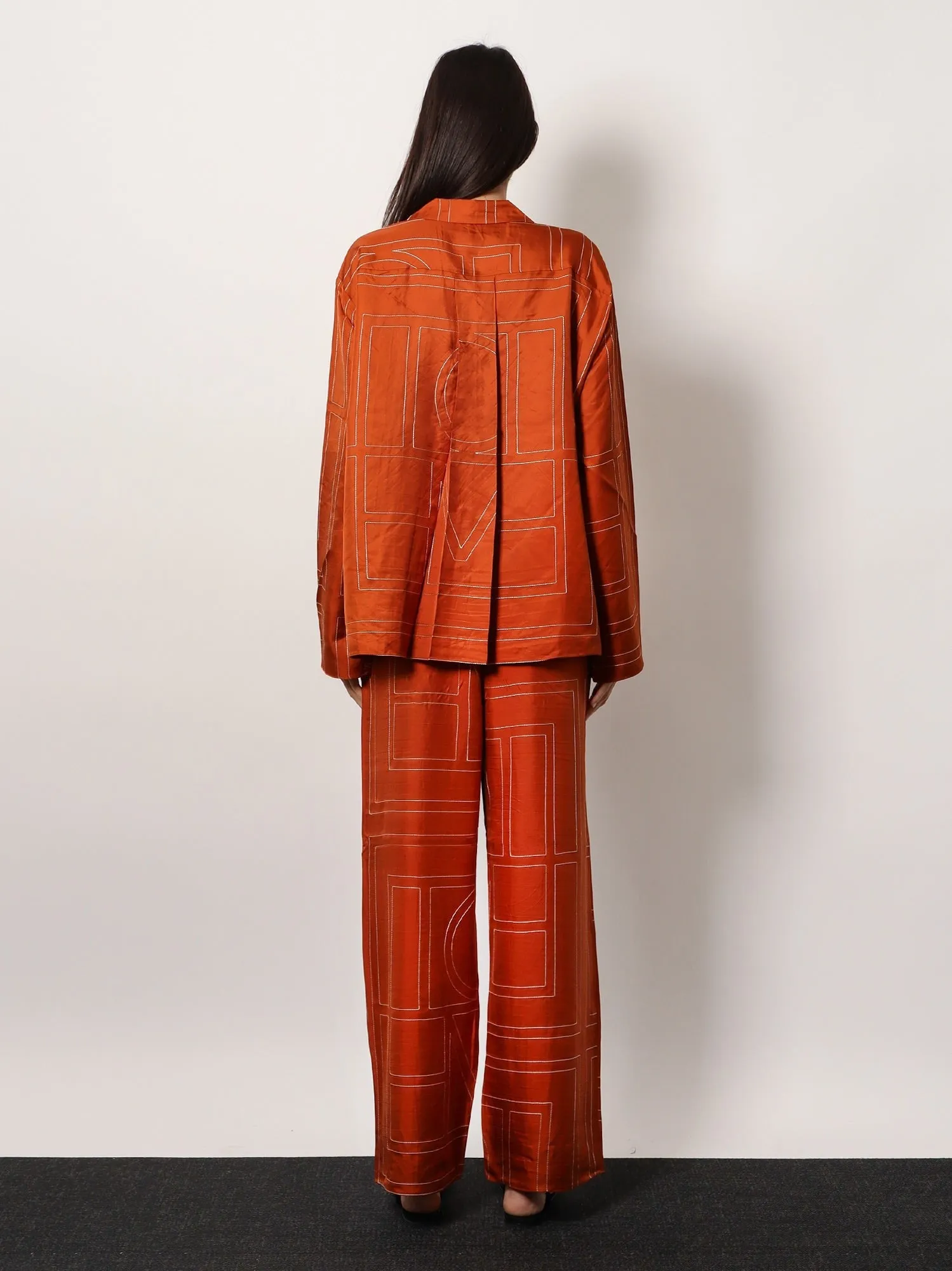 TOTEME Silk trousers with monogram logo embroidery sold by Siebentaschen product image thumbnail 3