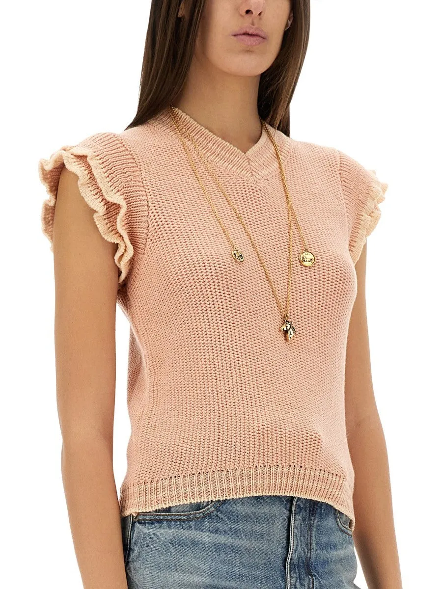 CHLOÉ SHORT-SLEEVED WOOL KNIT TOP sold by Siebentaschen product image thumbnail 4