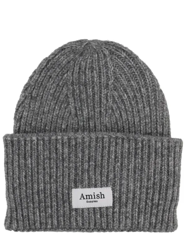 AMISH RIBBED BEANIE WITH LOGO sold by Siebentaschen
