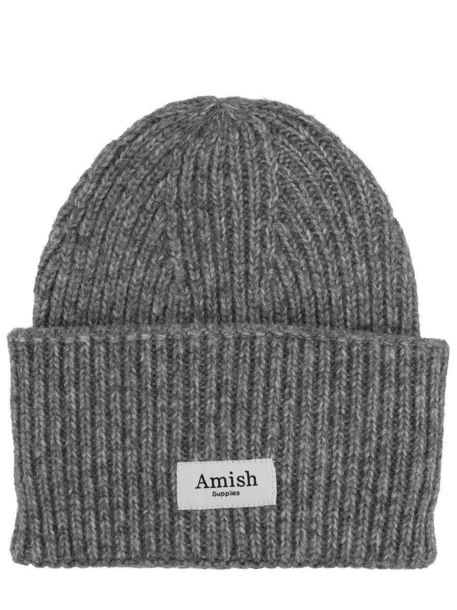 AMISH RIBBED BEANIE WITH LOGO sold by Siebentaschen