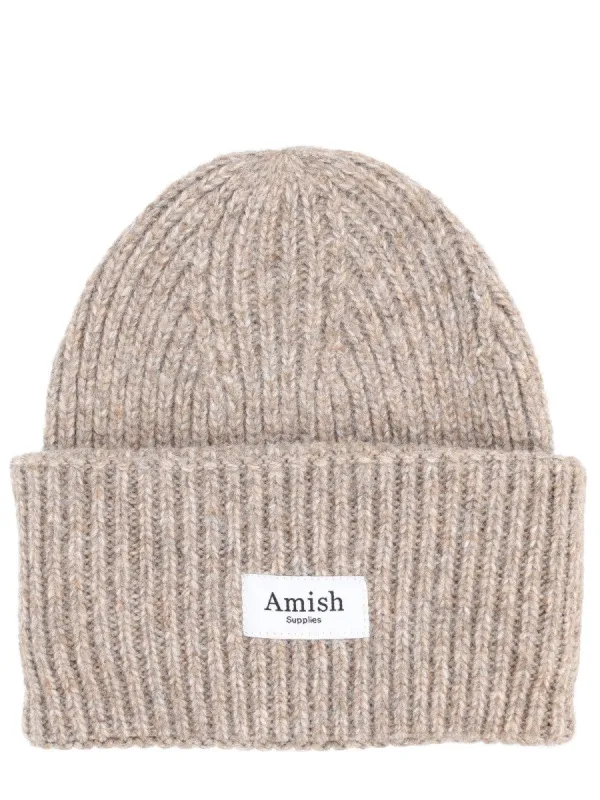 AMISH RIBBED BEANIE WITH LOGO sold by Siebentaschen