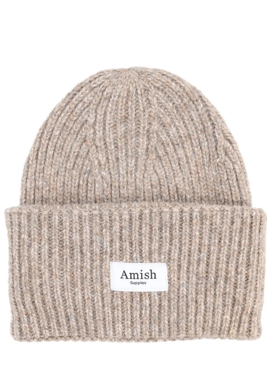 AMISH RIBBED BEANIE WITH LOGO sold by Siebentaschen