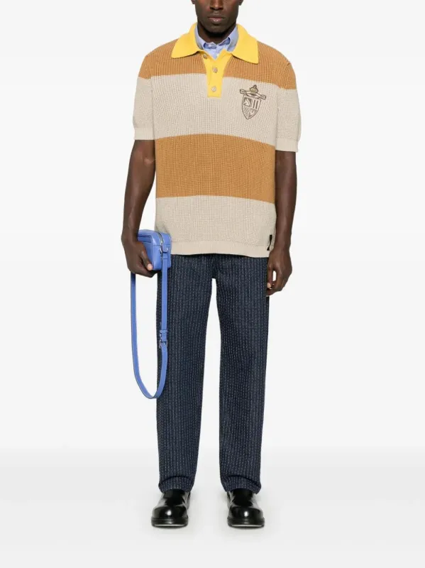 Fendi Striped cotton polo shirt with fendi club coat of arms sold by Siebentaschen