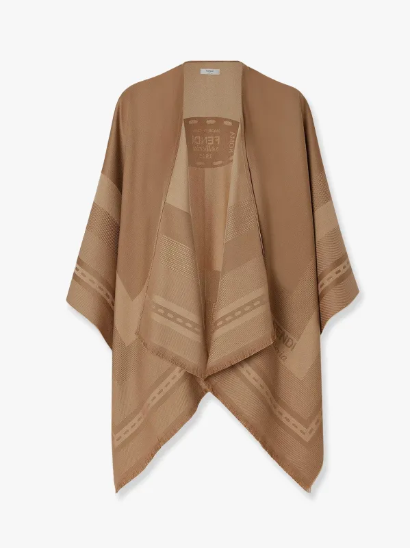 Fendi Wool and cashmere poncho with jacquard manufacturing sold by Siebentaschen