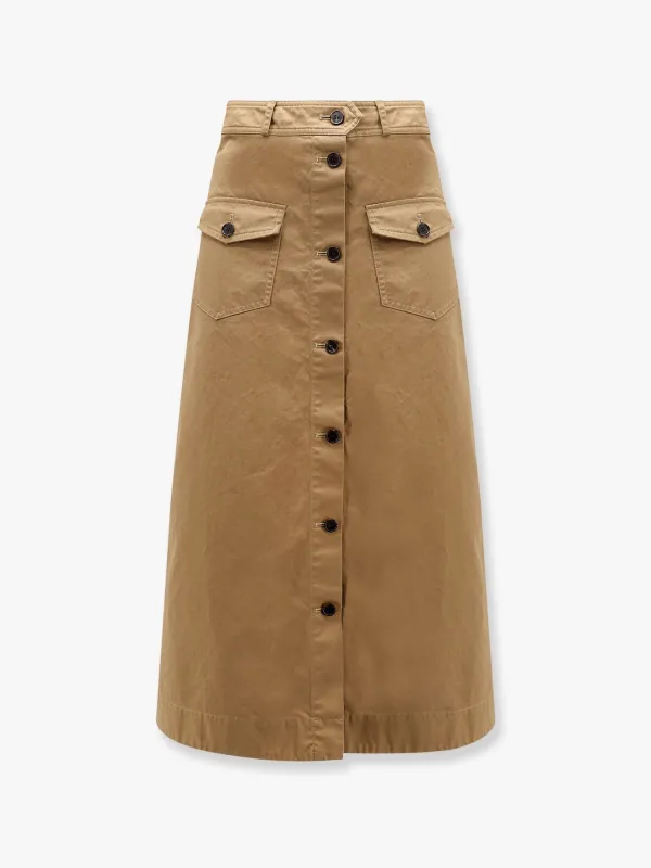 Saint Laurent Serge cotton midi skirt sold by Siebentaschen