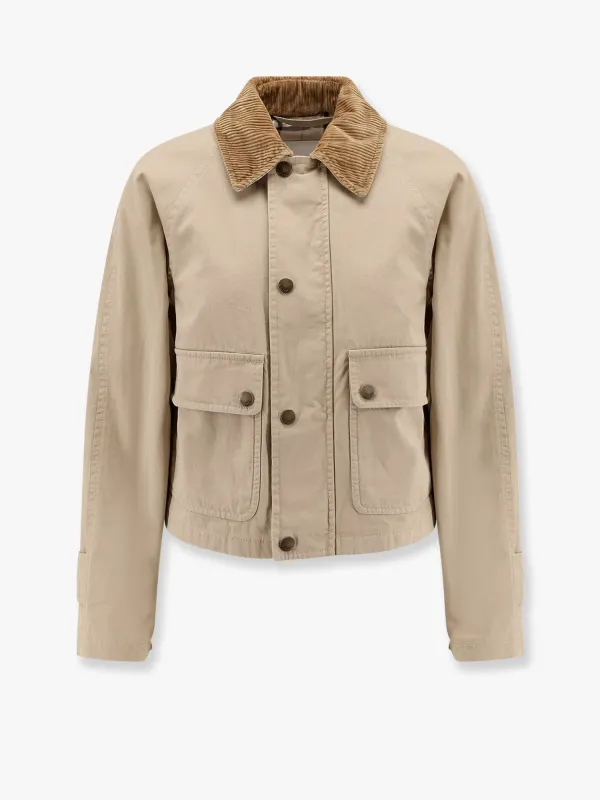 Burberry Organic cotton jacket with check lining sold by Siebentaschen