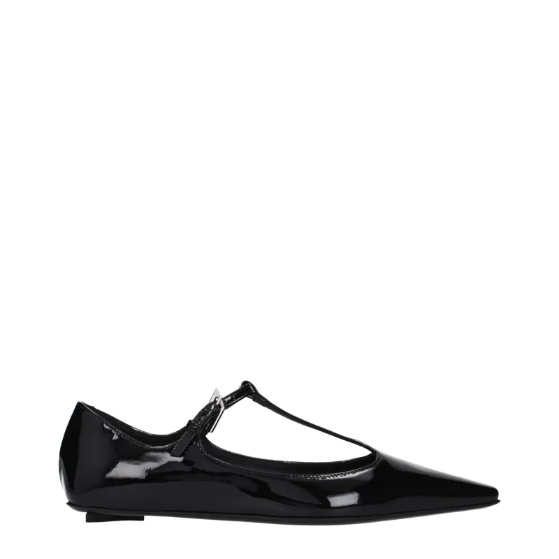 The Attico Black Leather Ballet Flats sold by Siebentaschen