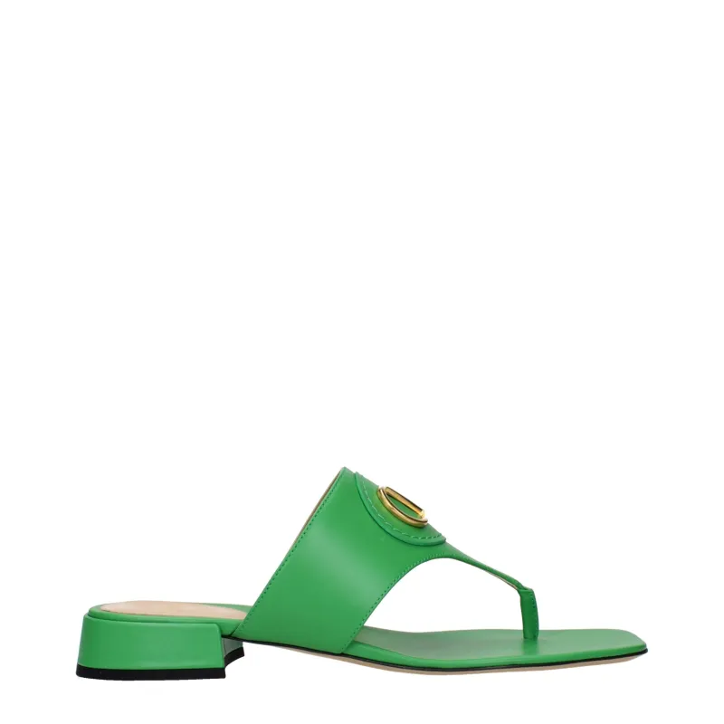 Valentino Garavani Green Leather Flip-Flop Sandals sold by Siebentaschen