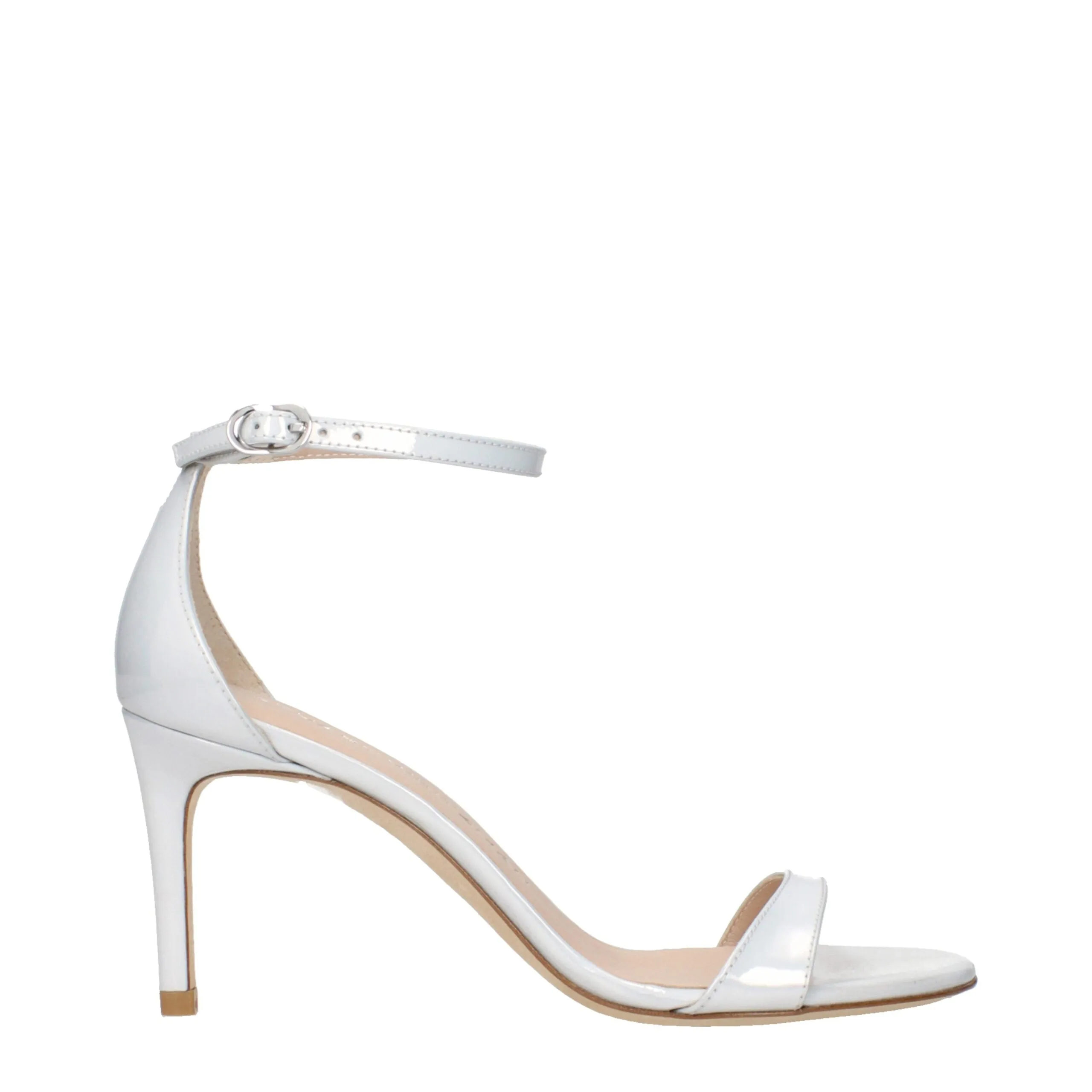 Stuart Weitzman White Leather Stiletto Heel Sandals sold by Siebentaschen
