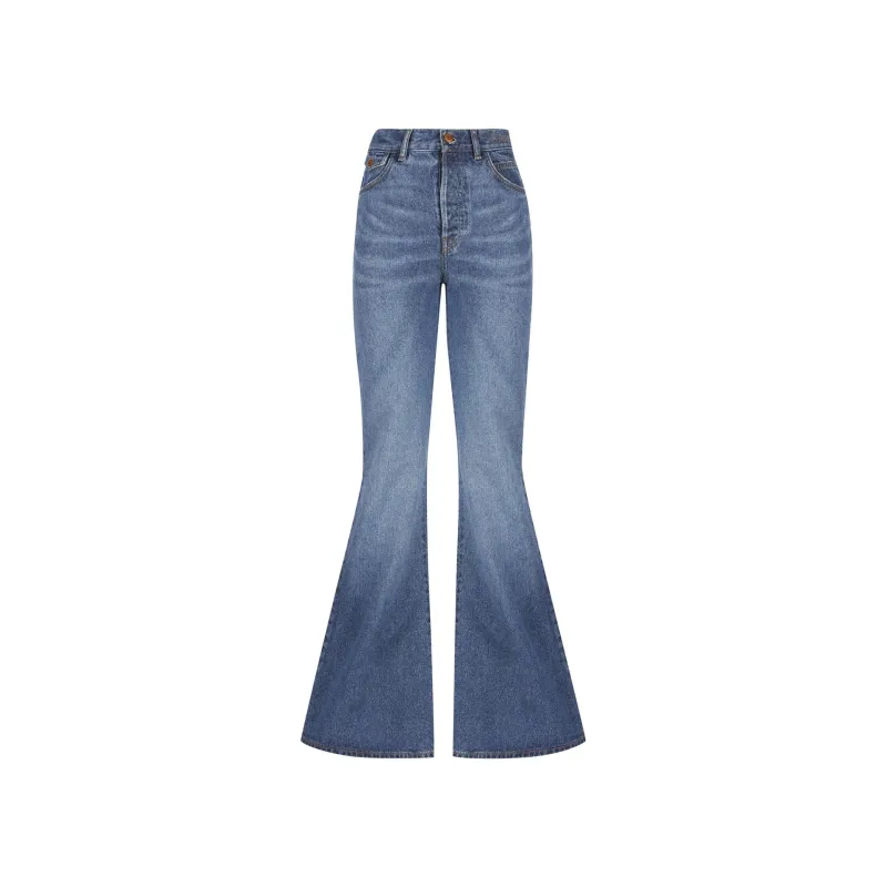 Chloe Cotton Denim Flared Jeans sold by Siebentaschen
