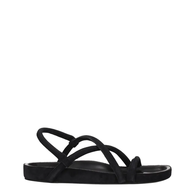 Isabel Marant Black Leather Flat Sandals sold by Siebentaschen