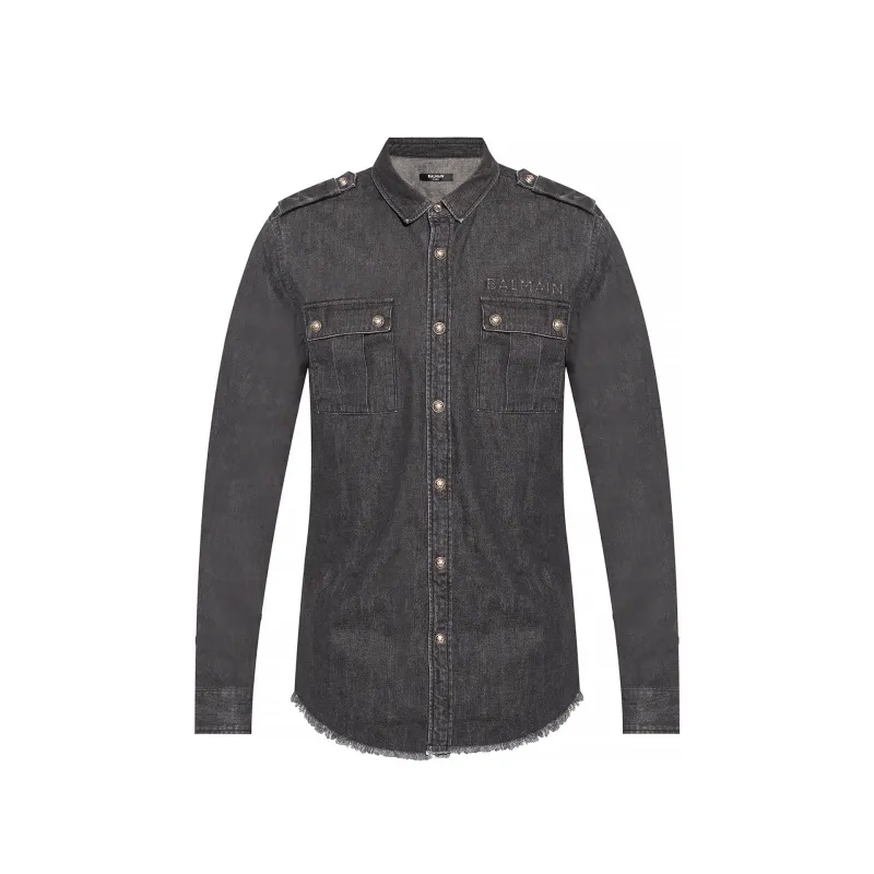 Balmain Cotton Denim Shirt sold by Siebentaschen