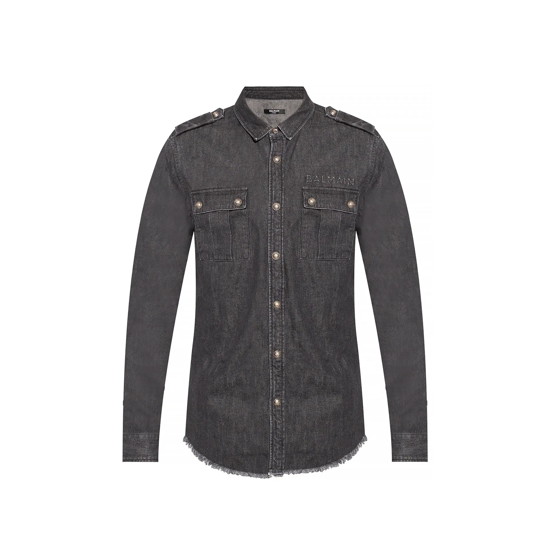 Balmain Cotton Denim Shirt sold by Siebentaschen