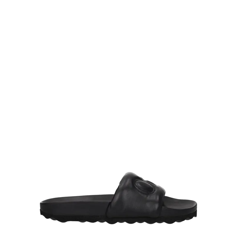 Off-White Black Leather Slippers sold by Siebentaschen
