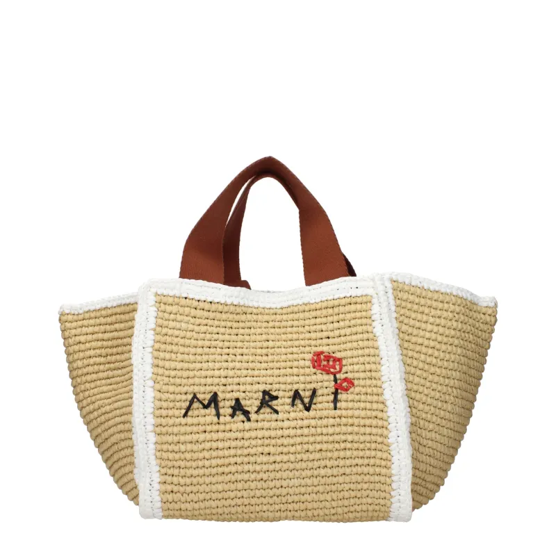 Marni Beige Raffia Handbag sold by Siebentaschen