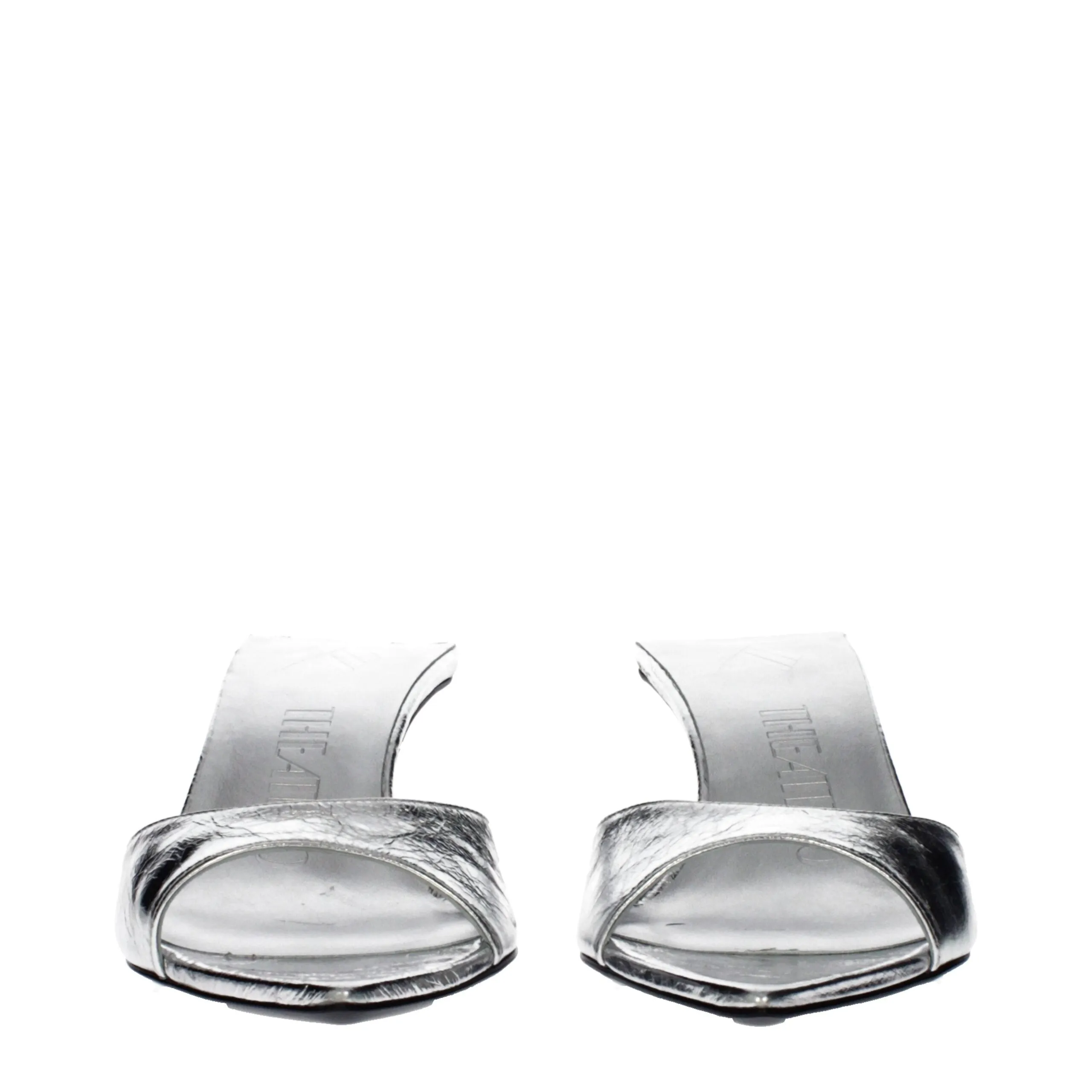 The Attico Gray Leather Flat Sandals sold by Siebentaschen product image thumbnail 3