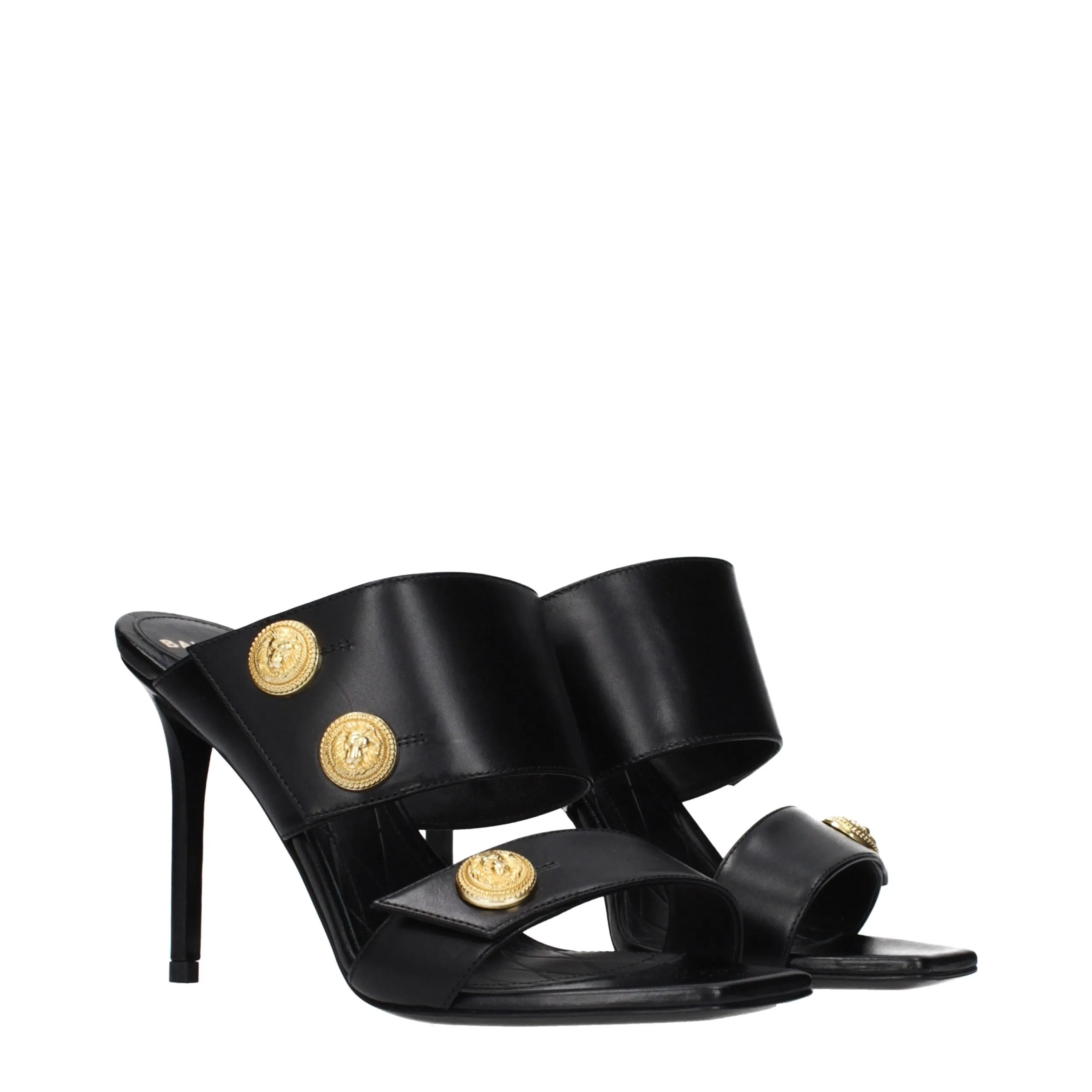 Balmain Black Leather Stiletto Heel Sandals sold by Siebentaschen product image thumbnail 2