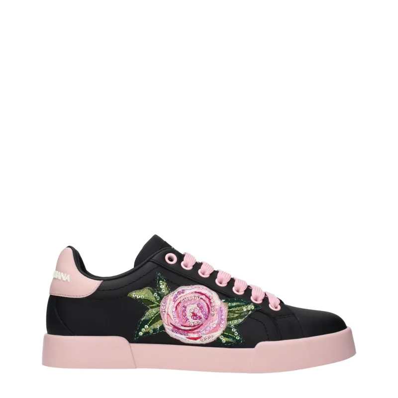 Dolce & Gabbana Black Leather Sneakers sold by Siebentaschen