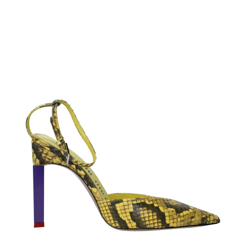 The Attico Yellow Leather High Heel Pumps sold by Siebentaschen