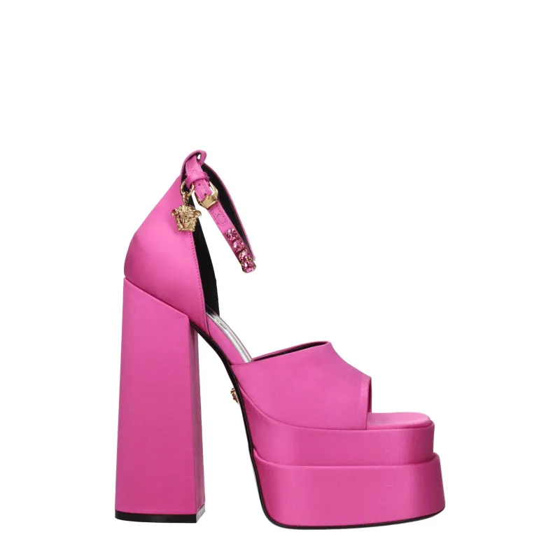 Versace Pink Satin Platform Sandals sold by Siebentaschen