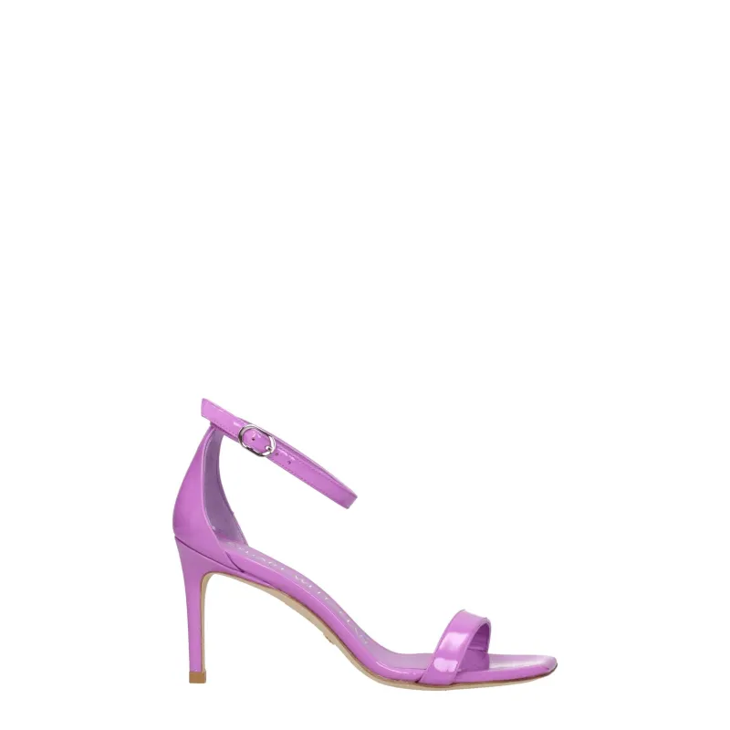 Stuart Weitzman Purple Leather Stiletto Heel Sandals sold by Siebentaschen