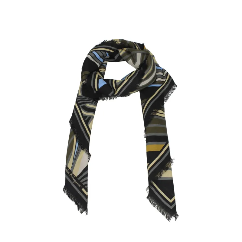 Salvatore Ferragamo Black Wool Foulard sold by Siebentaschen