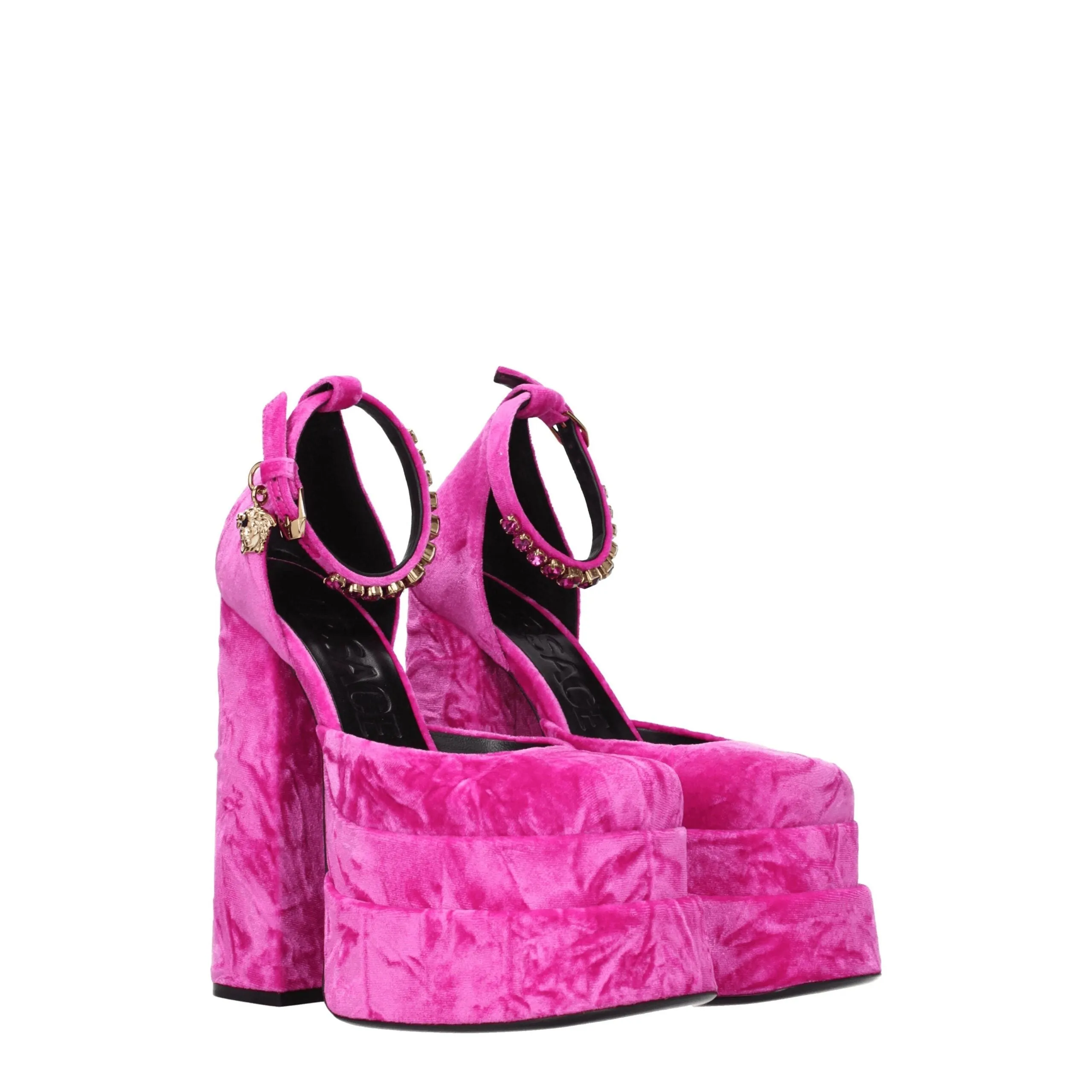 Versace Pink Velvet Platform Sandals sold by Siebentaschen product image thumbnail 2