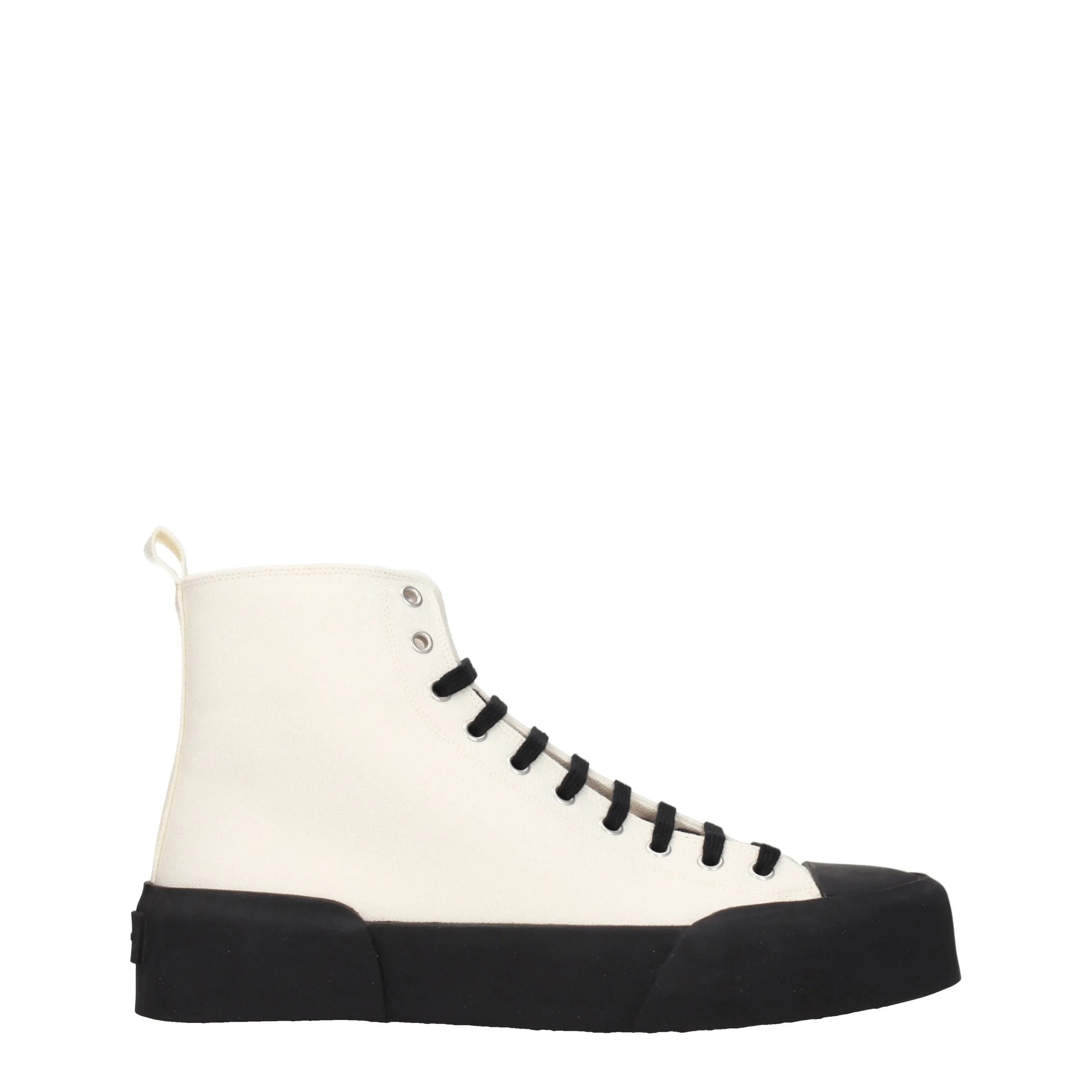 Jil Sander Beige Fabric High Top Sneakers sold by Siebentaschen
